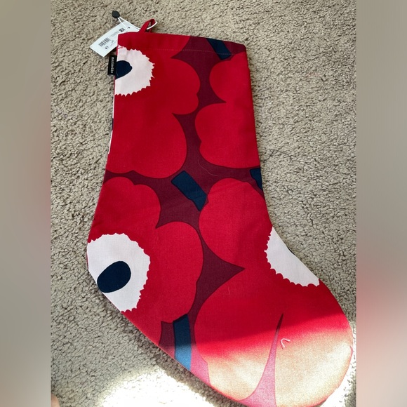 NWT MARIMEKKO Red Unikko Cotton Christmas Stocking - Picture 3 of 5